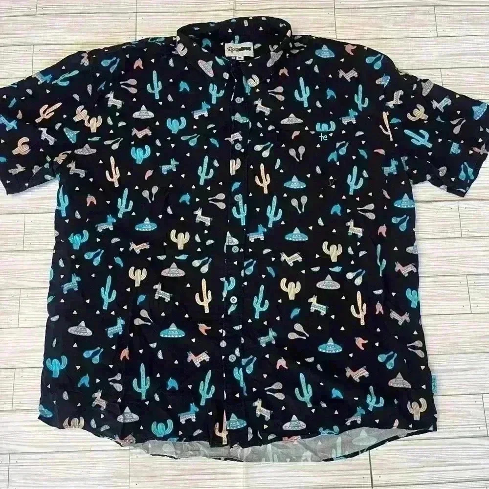 Tipsy Elves Midnight Fiesta Hawaiian Button Up - Picture 3 of 6